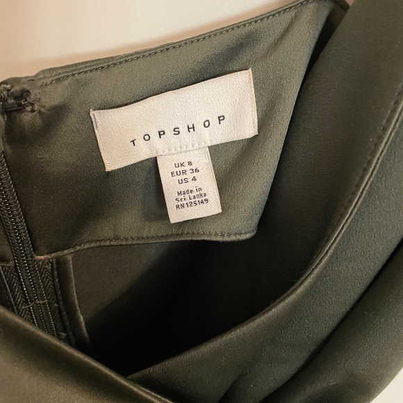 Olive Satin Wrap Slip Dress - Picture 3 of 4